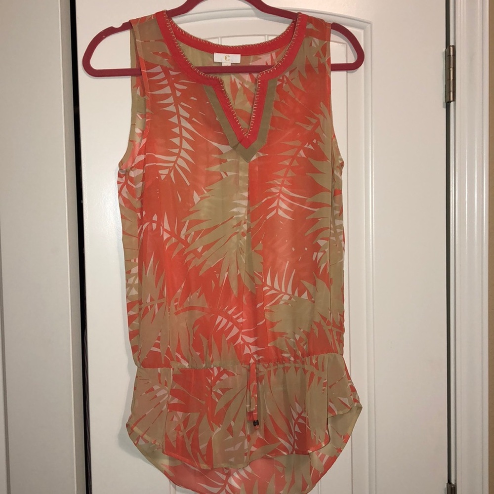 **LAST CHANCE** Coral and tan blouse